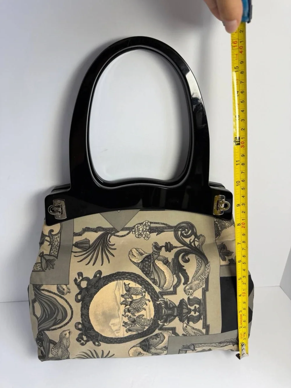 Salvatore Ferragamo Convertible Archival Scarf-Print Canvas Top Handle Bag
